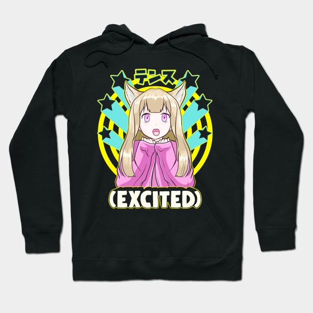 Anime Japanese Girl Manga Excited Face Cute Otaku Hoodie by theperfectpresents